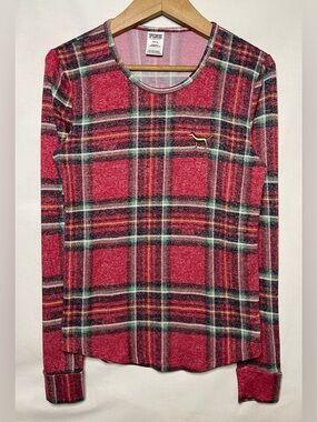PINK Victoria's Secret Red Plaid Long Sleeve Sleepwear